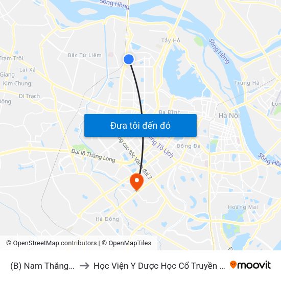 (B) Nam Thăng Long to Học Viện Y Dược Học Cổ Truyền Việt Nam map