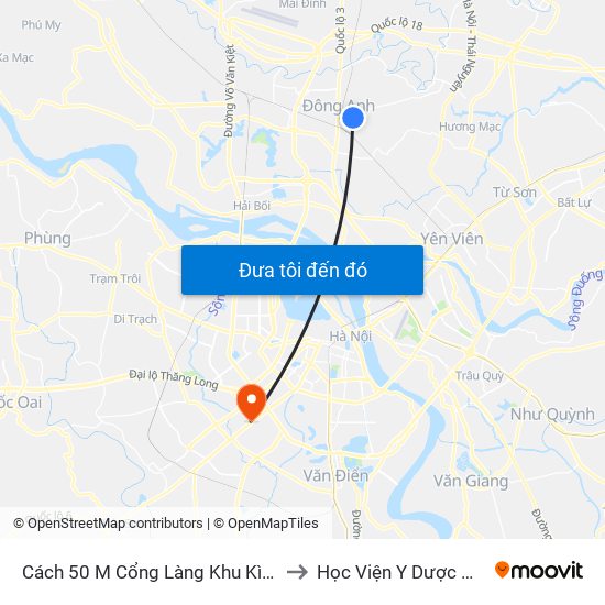 Cách 50 M Cổng Làng Khu Kình Nỗ ( Gần Viên Bắc Thăng Long ) to Học Viện Y Dược Học Cổ Truyền Việt Nam map