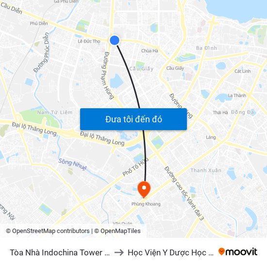 Tòa Nhà Indochina Tower - Đối Diện Đhqg Hà Nội to Học Viện Y Dược Học Cổ Truyền Việt Nam map