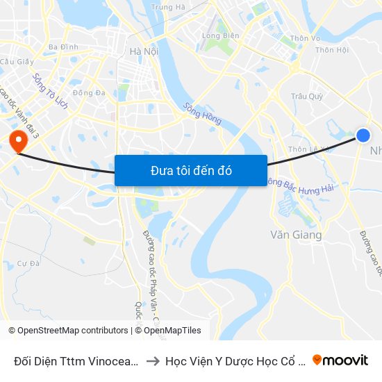 Đối Diện Tttm Vinocean Park Gia Lâm to Học Viện Y Dược Học Cổ Truyền Việt Nam map