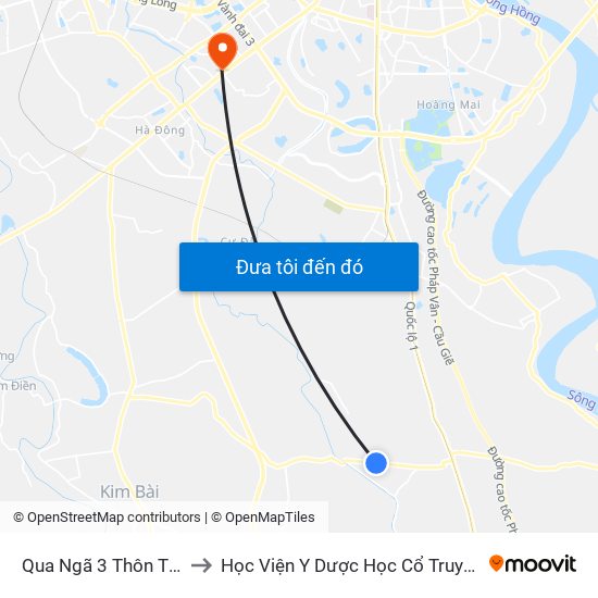 Qua Ngã 3 Thôn Thụy Ứng to Học Viện Y Dược Học Cổ Truyền Việt Nam map