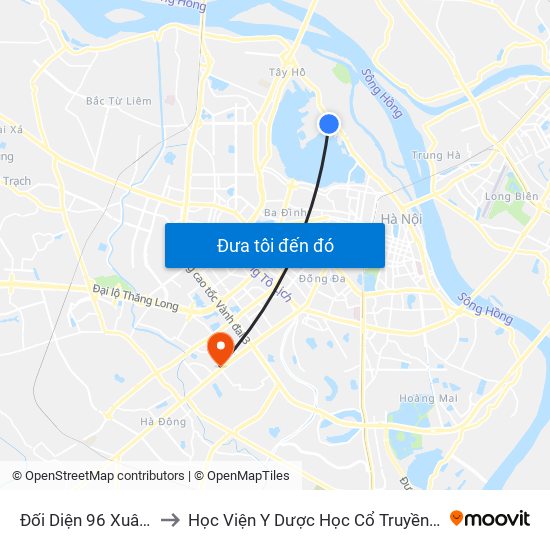 Đối Diện 96 Xuân Diệu to Học Viện Y Dược Học Cổ Truyền Việt Nam map