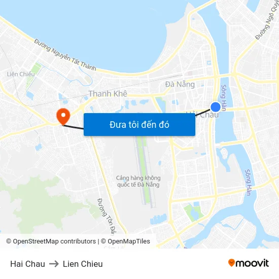 Hai Chau to Lien Chieu map