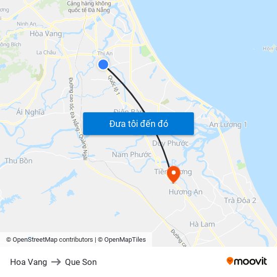 Hoa Vang to Que Son map