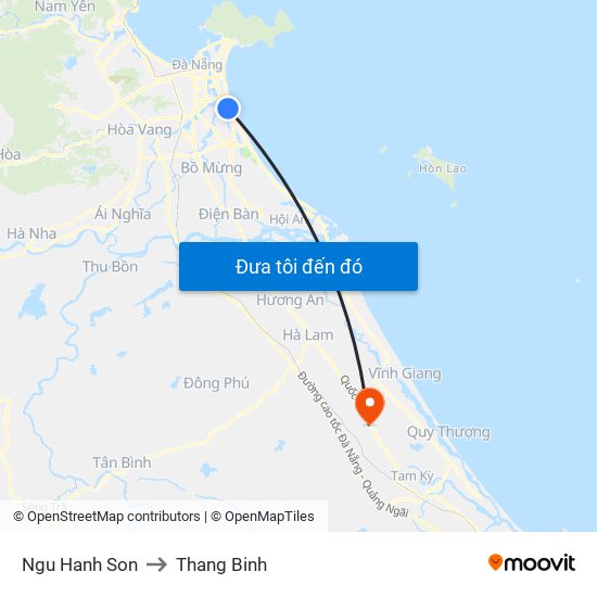 Ngu Hanh Son to Thang Binh map