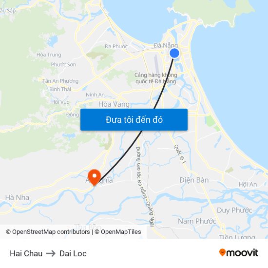 Hai Chau to Dai Loc map