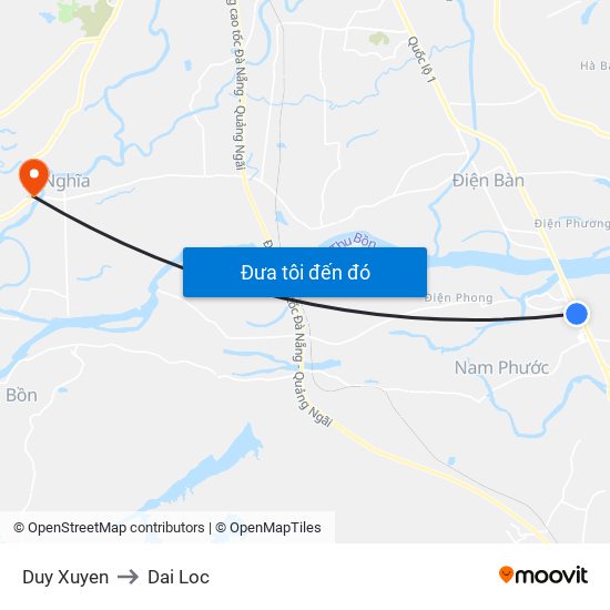 Duy Xuyen to Dai Loc map