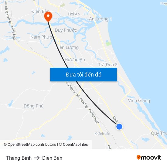 Thang Binh to Dien Ban map