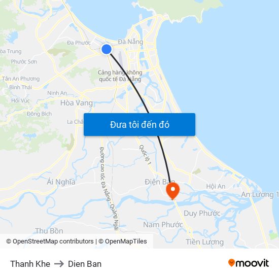 Thanh Khe to Dien Ban map