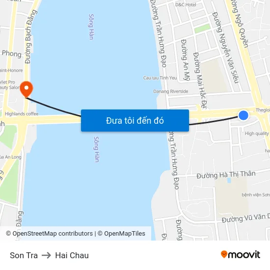 Son Tra to Hai Chau map