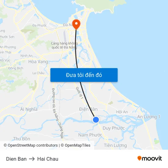 Dien Ban to Hai Chau map