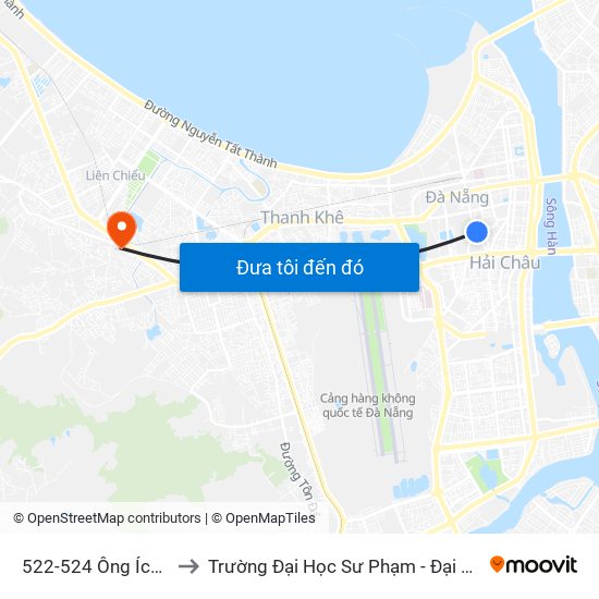 522-524 Ông Ích Khiêm to Trường Đại Học Sư Phạm - Đại Học Đà Nẵng map