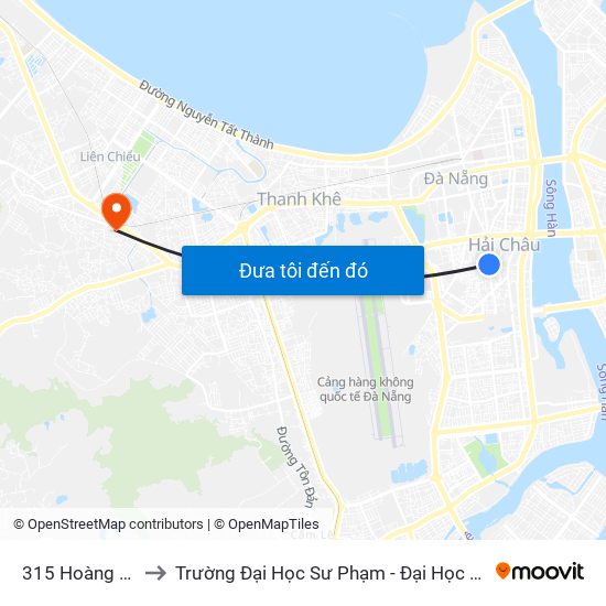 315 Hoàng Diệu to Trường Đại Học Sư Phạm - Đại Học Đà Nẵng map