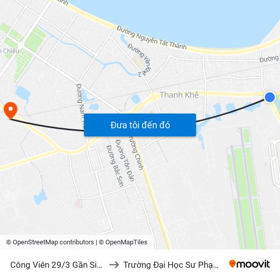 Công Viên 29/3 Gần Siêu Thị Phan Khang to Trường Đại Học Sư Phạm - Đại Học Đà Nẵng map