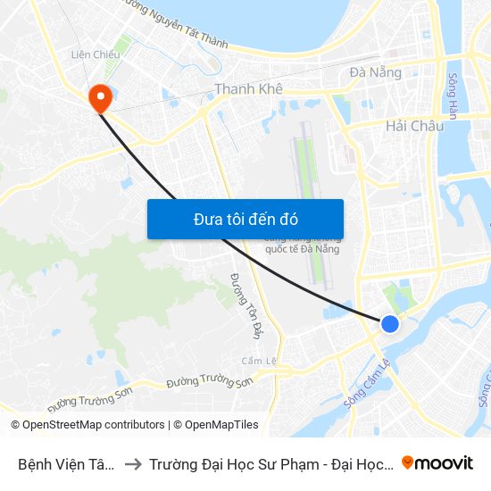 Bệnh Viện Tâm Trí to Trường Đại Học Sư Phạm - Đại Học Đà Nẵng map