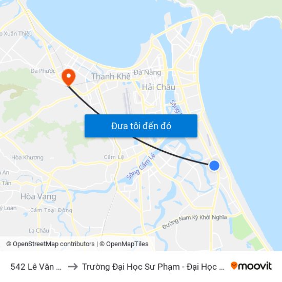 542 Lê Văn Hiến to Trường Đại Học Sư Phạm - Đại Học Đà Nẵng map