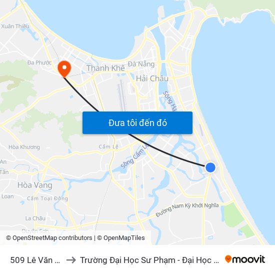 509 Lê Văn Hiến to Trường Đại Học Sư Phạm - Đại Học Đà Nẵng map