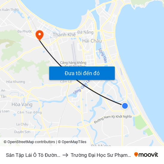 Sân Tập Lái Ô Tô Đường Trần Đại Nghĩa to Trường Đại Học Sư Phạm - Đại Học Đà Nẵng map