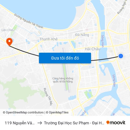 119 Nguyễn Văn Thoại to Trường Đại Học Sư Phạm - Đại Học Đà Nẵng map