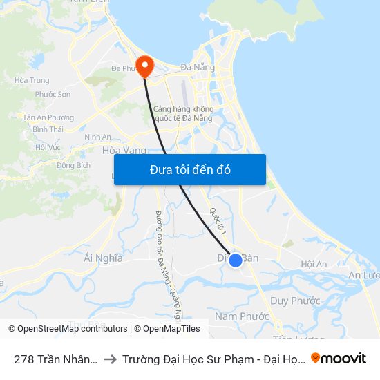 278 Trần Nhân Tông to Trường Đại Học Sư Phạm - Đại Học Đà Nẵng map