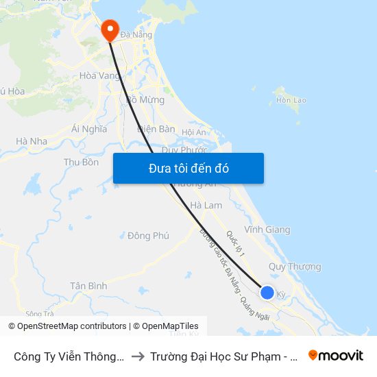 Công Ty Viễn Thông Quảng Nam to Trường Đại Học Sư Phạm - Đại Học Đà Nẵng map