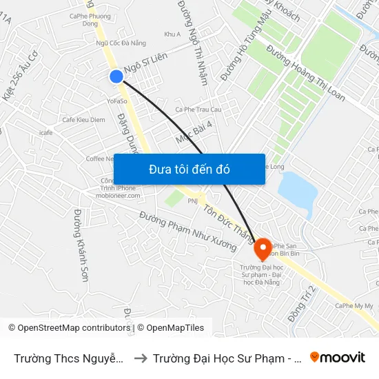 Trường Thcs Nguyễn Lương Bằng to Trường Đại Học Sư Phạm - Đại Học Đà Nẵng map