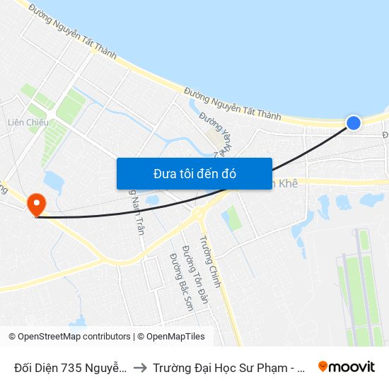 Đối Diện 735 Nguyễn Tất Thành to Trường Đại Học Sư Phạm - Đại Học Đà Nẵng map