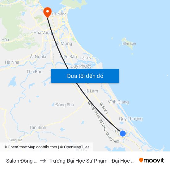 Salon Đồng Vân to Trường Đại Học Sư Phạm - Đại Học Đà Nẵng map