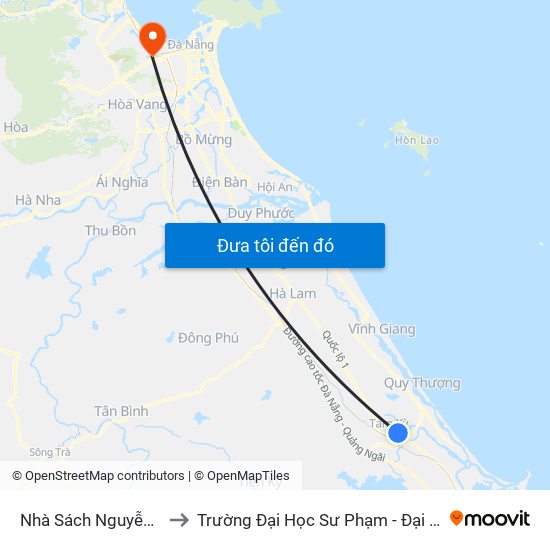 Nhà Sách Nguyễn Văn Cừ to Trường Đại Học Sư Phạm - Đại Học Đà Nẵng map