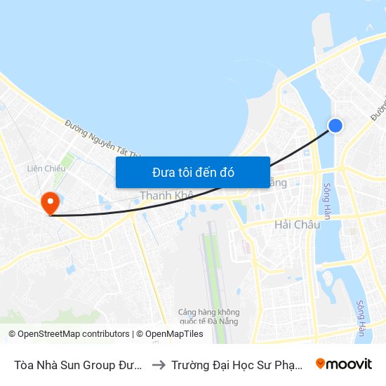 Tòa Nhà Sun Group Đường Trần Hưng Đạo to Trường Đại Học Sư Phạm - Đại Học Đà Nẵng map