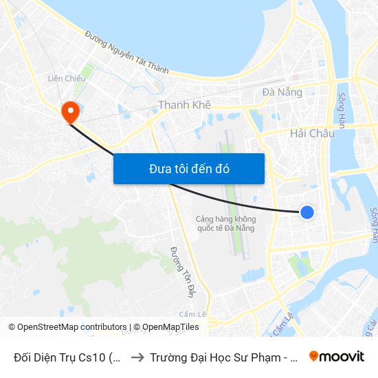 Đối Diện Trụ Cs10 (Đường 30/4) to Trường Đại Học Sư Phạm - Đại Học Đà Nẵng map