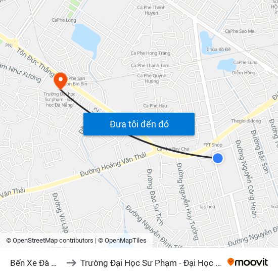 Bến Xe Đà Nẵng to Trường Đại Học Sư Phạm - Đại Học Đà Nẵng map