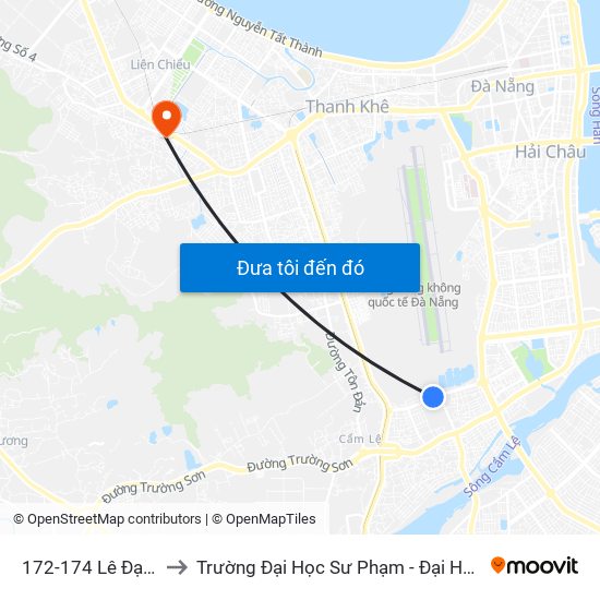 172-174 Lê Đại Hành to Trường Đại Học Sư Phạm - Đại Học Đà Nẵng map