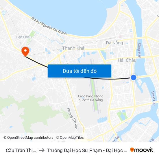 Cầu Trần Thị Lý 1 to Trường Đại Học Sư Phạm - Đại Học Đà Nẵng map