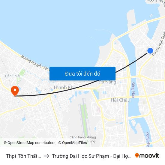 Thpt Tôn Thất Tùng to Trường Đại Học Sư Phạm - Đại Học Đà Nẵng map