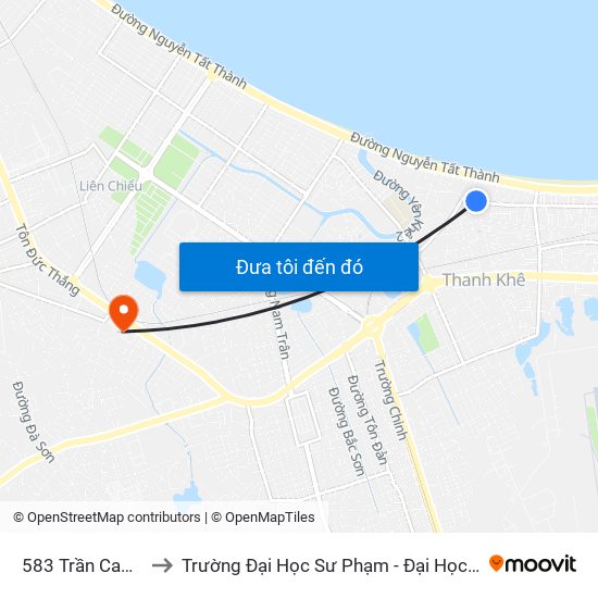 583 Trần Cao Vân to Trường Đại Học Sư Phạm - Đại Học Đà Nẵng map