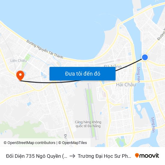 Đối Diện 735 Ngô Quyền ( Trường Mầm Non Abc) to Trường Đại Học Sư Phạm - Đại Học Đà Nẵng map