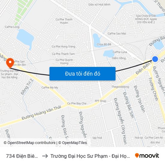 734 Điện Biên Phủ to Trường Đại Học Sư Phạm - Đại Học Đà Nẵng map