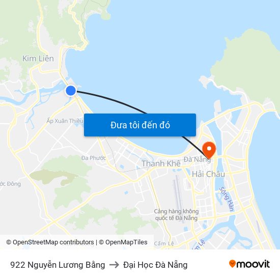 922  Nguyễn Lương Bằng to Đại Học Đà Nẵng map