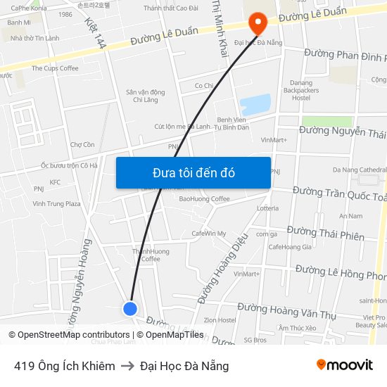 419 Ông Ích Khiêm to Đại Học Đà Nẵng map