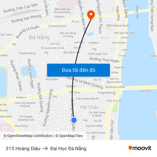 315 Hoàng Diệu to Đại Học Đà Nẵng map