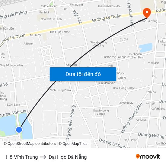 Hồ Vĩnh Trung to Đại Học Đà Nẵng map