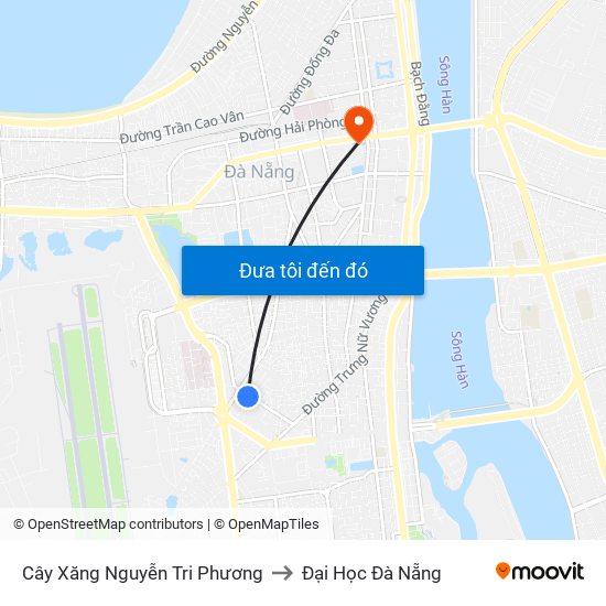 Cây Xăng Nguyễn Tri Phương to Đại Học Đà Nẵng map