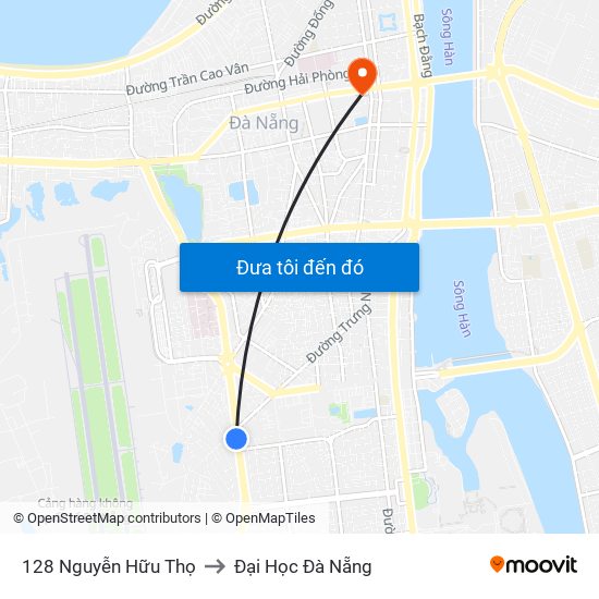 128 Nguyễn Hữu Thọ to Đại Học Đà Nẵng map