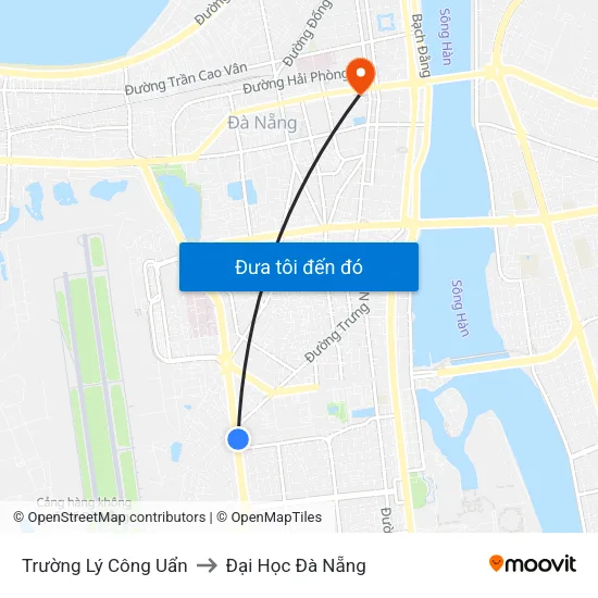 Trường Lý Công Uẩn to Đại Học Đà Nẵng map
