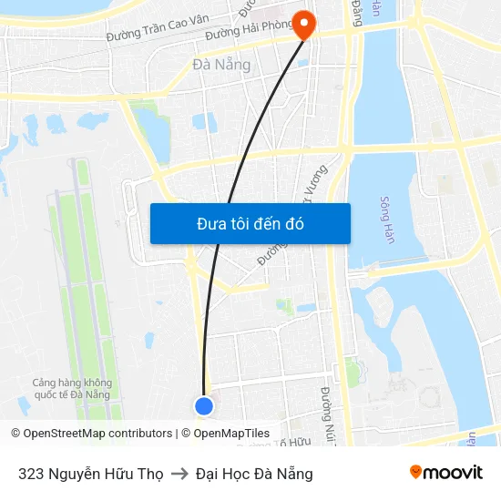323 Nguyễn Hữu Thọ to Đại Học Đà Nẵng map