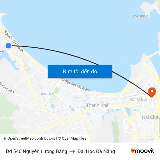 Đd 546 Nguyễn Lương Bằng to Đại Học Đà Nẵng map