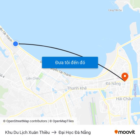 Khu Du Lịch Xuân Thiều to Đại Học Đà Nẵng map