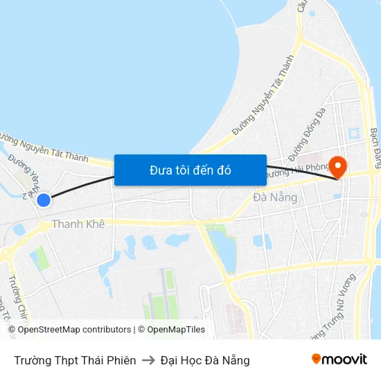 Trường Thpt Thái Phiên to Đại Học Đà Nẵng map
