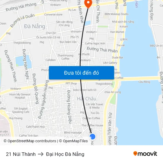 21 Núi Thành to Đại Học Đà Nẵng map
